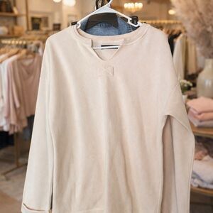 MEROKEETY Beige Relaxed Fit Long Sleeve Knit Pullover Sweater Size Medium